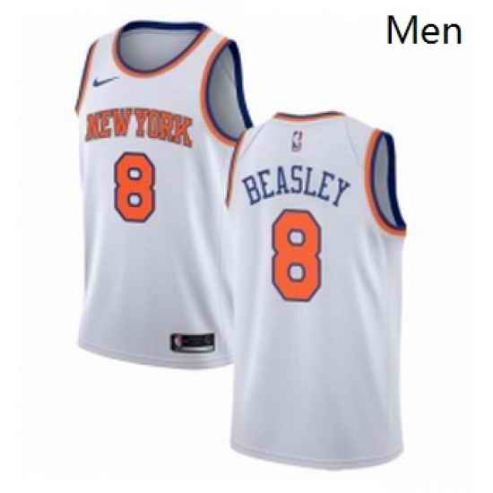 Mens Nike New York Knicks 8 Michael Beasley Authentic White NBA Jersey Association Edition